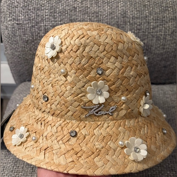 Karl Lagerfeld Accessories - BNWT Karl Lagerfeld Paris Embellished Hat – One Size